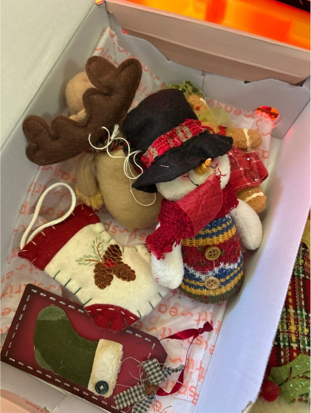 Assorted Handmade Christmas Ornaments and Stockings Set